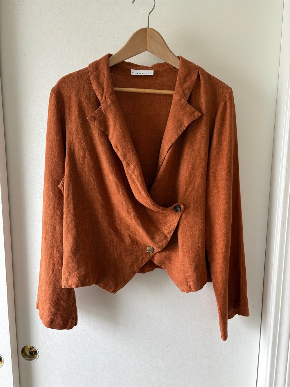 Bryn Walker Linen Asymmetrical Cropped Blazer M